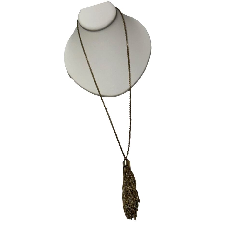 Antique Gold Chain Tassel Pendant Long Necklace - Picture 6 of 6